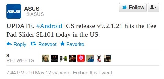 ASUS EEE Pad Slider ได้อัพเดท Android 4.0 ICS แล้วที่ US