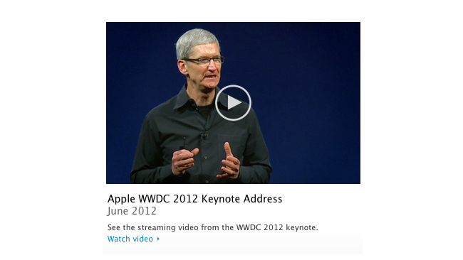 มาให้ชมกันแล้ว WWDC 2012 Keynote แบบเต็มๆทางเว็บไซต์ Apple