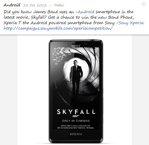 Google เกาะกระแสโปรโมตสายลับ 007 James Bond เลือก +Android