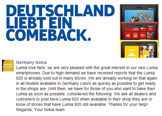 ตอกย้ำความแรง Nokia Lumia 920 ขายหมดเกลี้ยงในเยอรมัน
