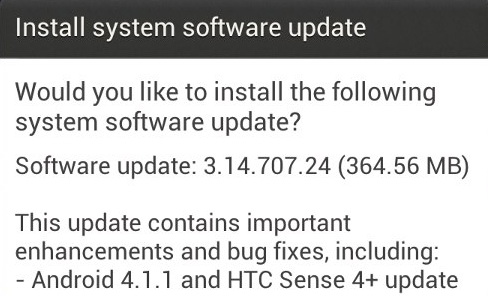 HTC One X ในไทยได้แจ้งเตือนรับการอัพเดท Android 4.1.1