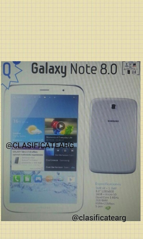 นี่คือหน้าตาของ Galaxy Note 8.0 ?