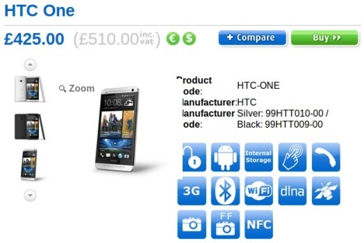 HTC One เปิดราคาขายเครื่องไม่ติดสัญญาที่ UK 510 ปอนด์ (23,500บาท)