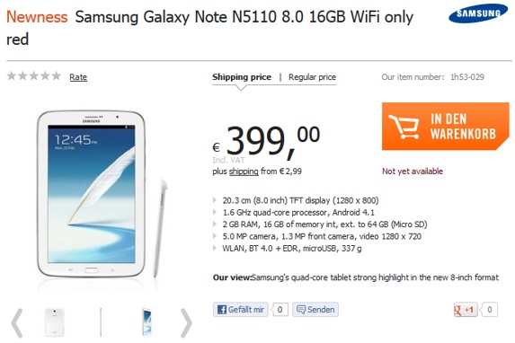 Samsung Galaxy Note 8.0 สีเทาและสีแดงมาแน่เร็วๆนี้