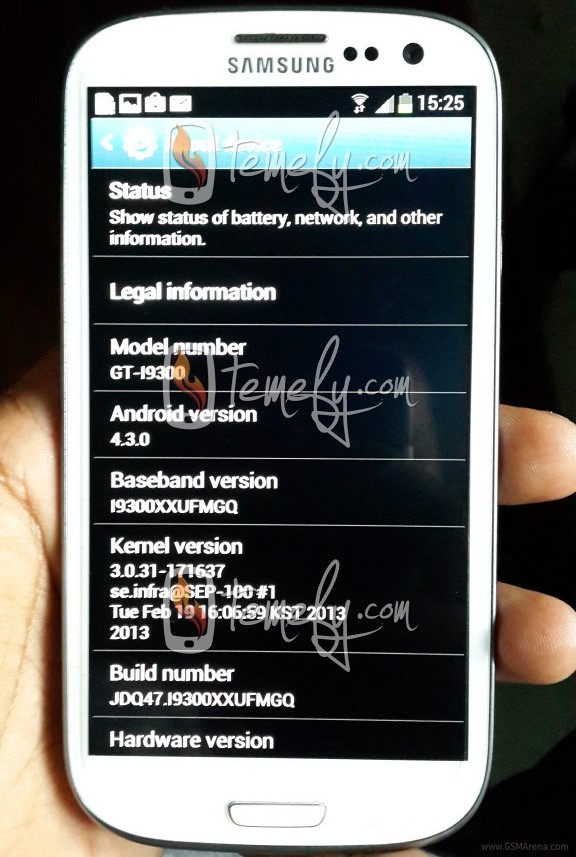 โผล่ภาพ Android 4.3 บน Samsung Galaxy S III