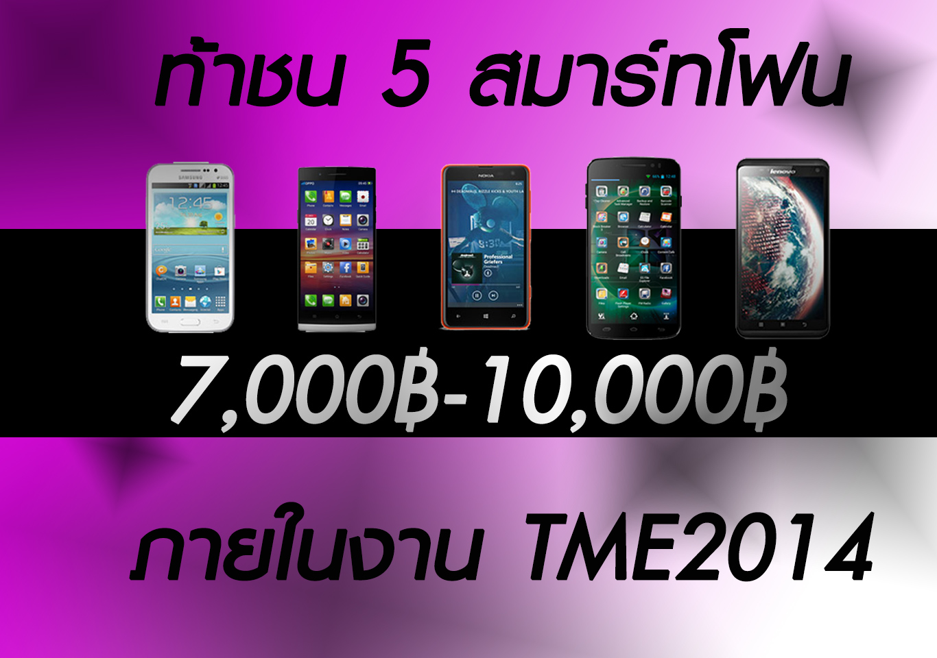ส่องรุ่นต่ำหมื่น… ท้าชน 5 สมาร์ทโฟนราคา 7,000 – 10,000 บาท ที่น่าสนใจในงาน Thailand Mobile Expo 2014