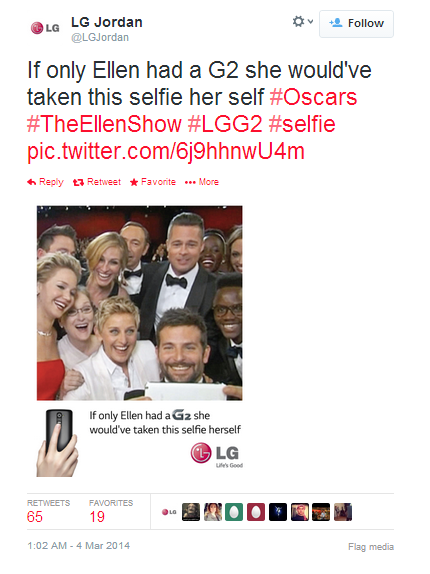 แค่ Nokia เหรอ? LG ก็แซะกล้องหน้า Galaxy Note 3 ของ Ellen