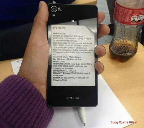 มาครบ!!! สเปค Xperia Z3 ที่มากับสติ๊กเกอร์ติดหลังเครื่อง