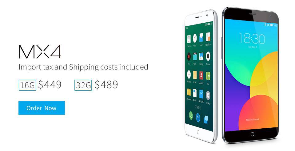 ขายแล้ว!!! Meizu MX4 เริ่มต้นที่ประมาณ 14,450 บาท รวมภาษีและค่าจัดส่ง