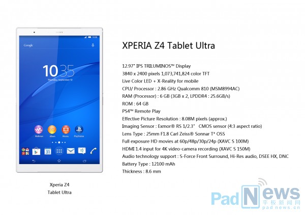 น้องใหม่ที่ใหญ่กว่า Xperia Z4 Tablet Ultra ที่มากับหน้าจอ 13MP สุดละเอียด