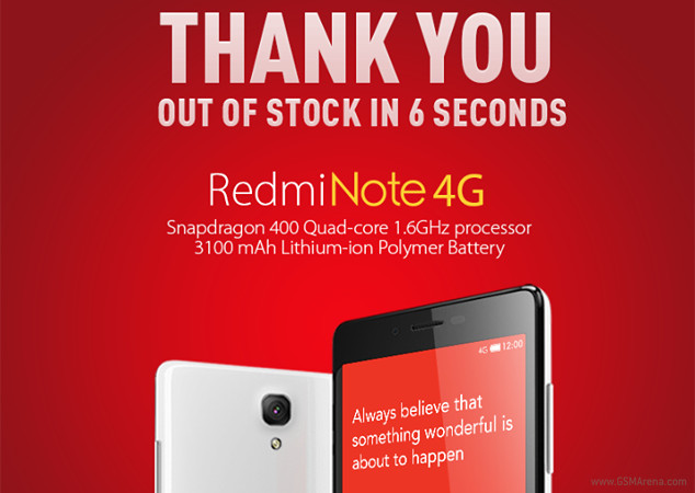 Redmi Note 4G ขายหมด 40,000 เครื่อง ภายใน 6 วินาที