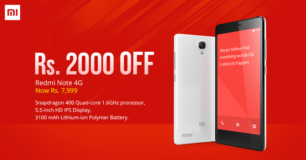 Xiaomi รับน้องผู้ผลิตอินเตอร์แบรนด์เจาะตลาดอินเดีย ลดราคา Redmi Note 4G