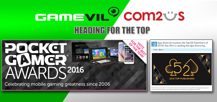 GAMEVIL และ Com2us ติดโผ Pocket Gamer Awards 2016 ชิงรางวัลผู้ให้บริการเกมยอดเยี่ยมแห่งปี!