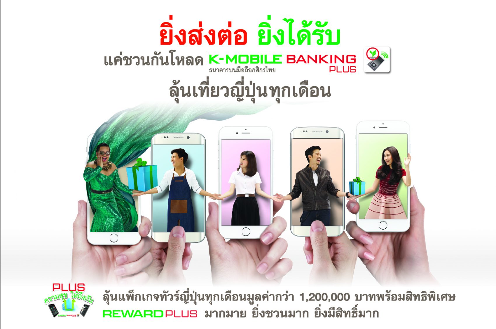 กสิกรไทย ปล่อยแคมเปญ “ยิ่งส่งต่อยิ่งได้รับ” ส่งต่อความสุขผ่าน K-Mobile Banking PLUS