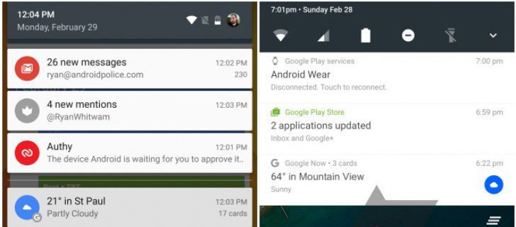 โผล่สกรีนช็อต UI ของ Android N ถาดแจ้งเตือนขยายใหม่ แสดงข้อมูลมากขึ้น มี Quick settings