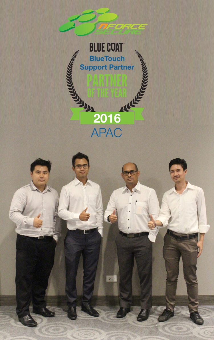 ทีมเอ็นฟอร์ซปลื้มคว้าสุดยอดรางวัลจากบลูโค้ท ‘Blue Touch Support Partner of the year 2016’ ในระดับเอเชียแปซิฟิก