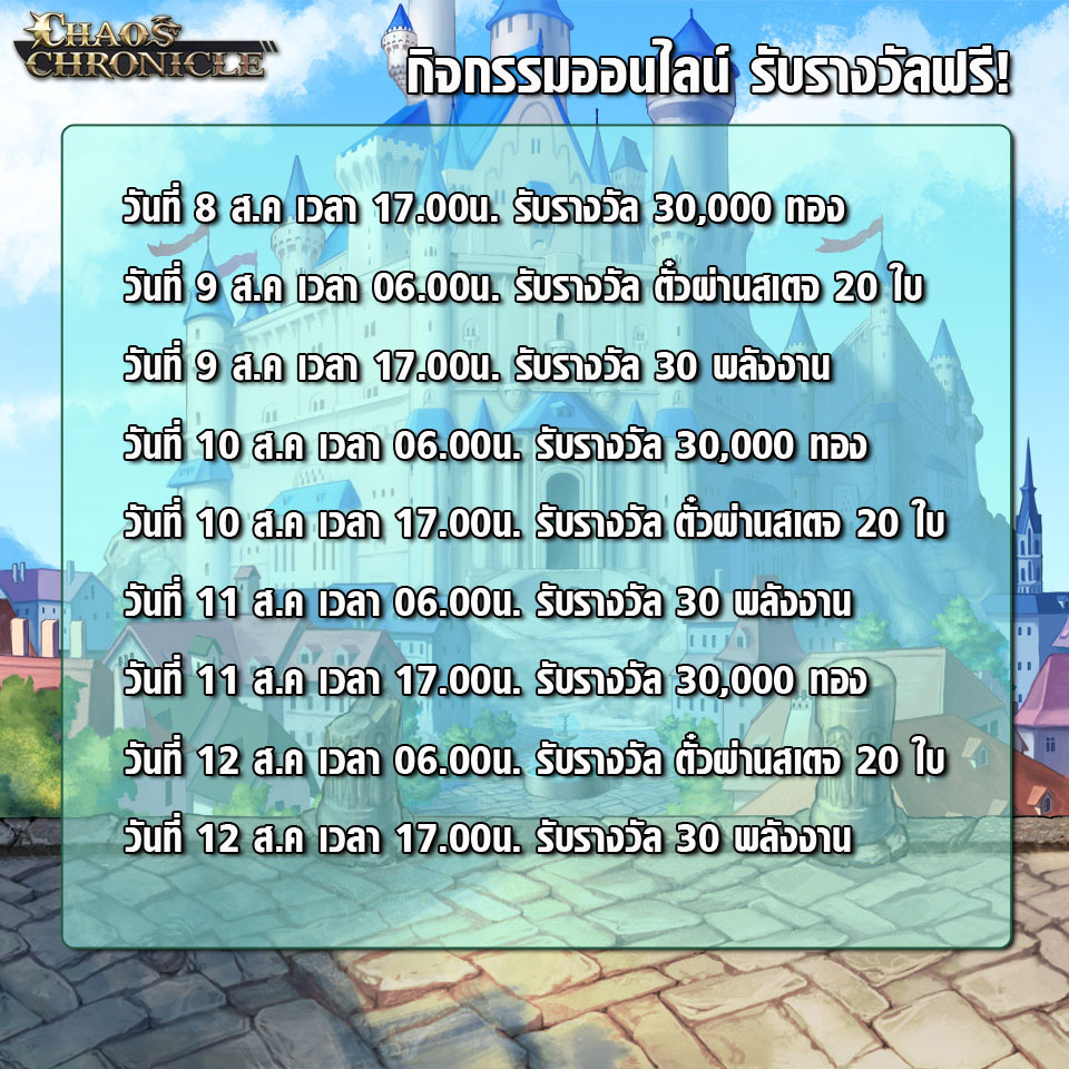 เกม Chaos Chronicle กิจกรรมออนไลน์รับรางวัลฟรี!