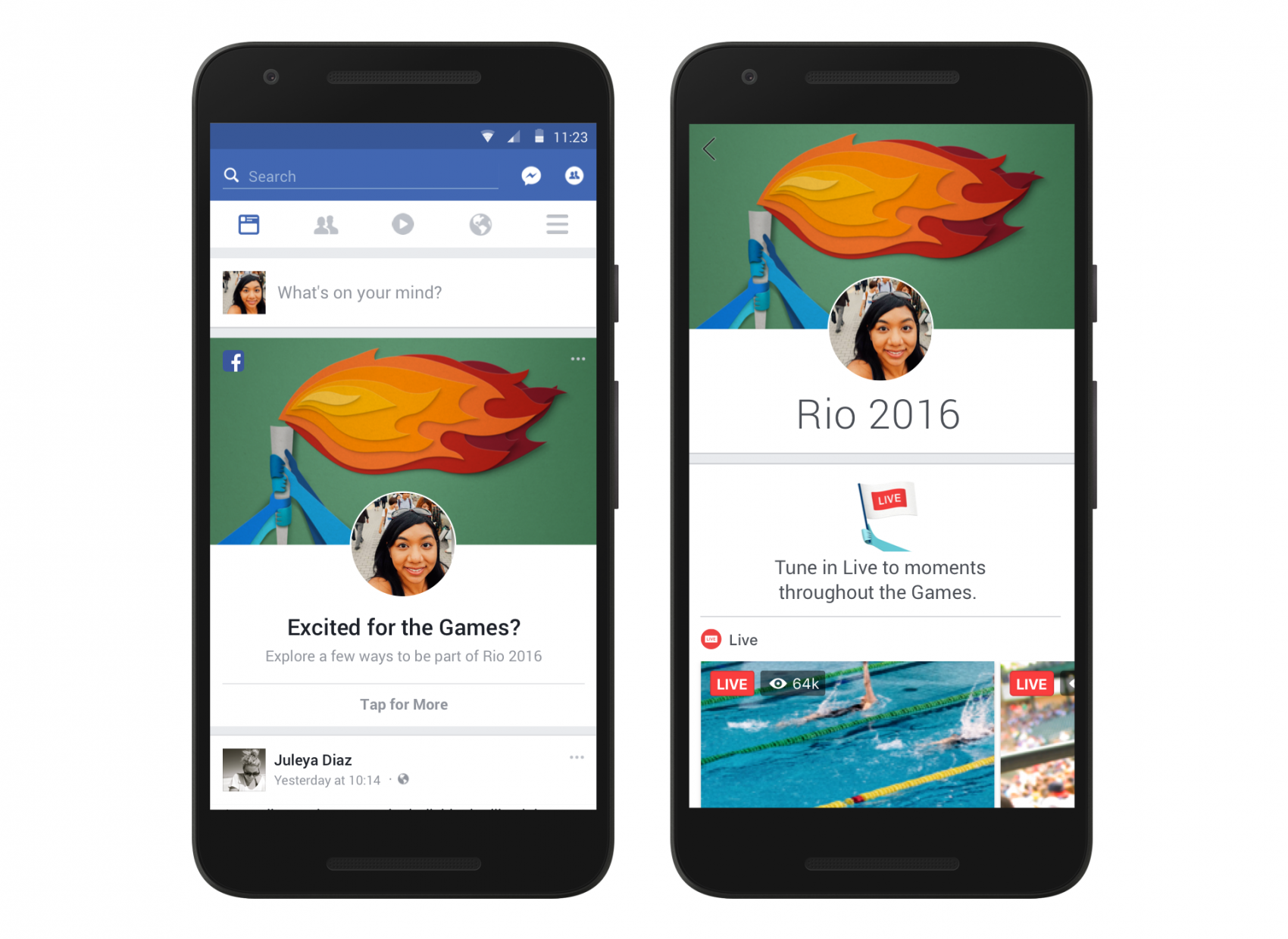 ร่วมเป็นส่วนหนึ่งในการแสดงพลังโอลิมปิกบน Facebook