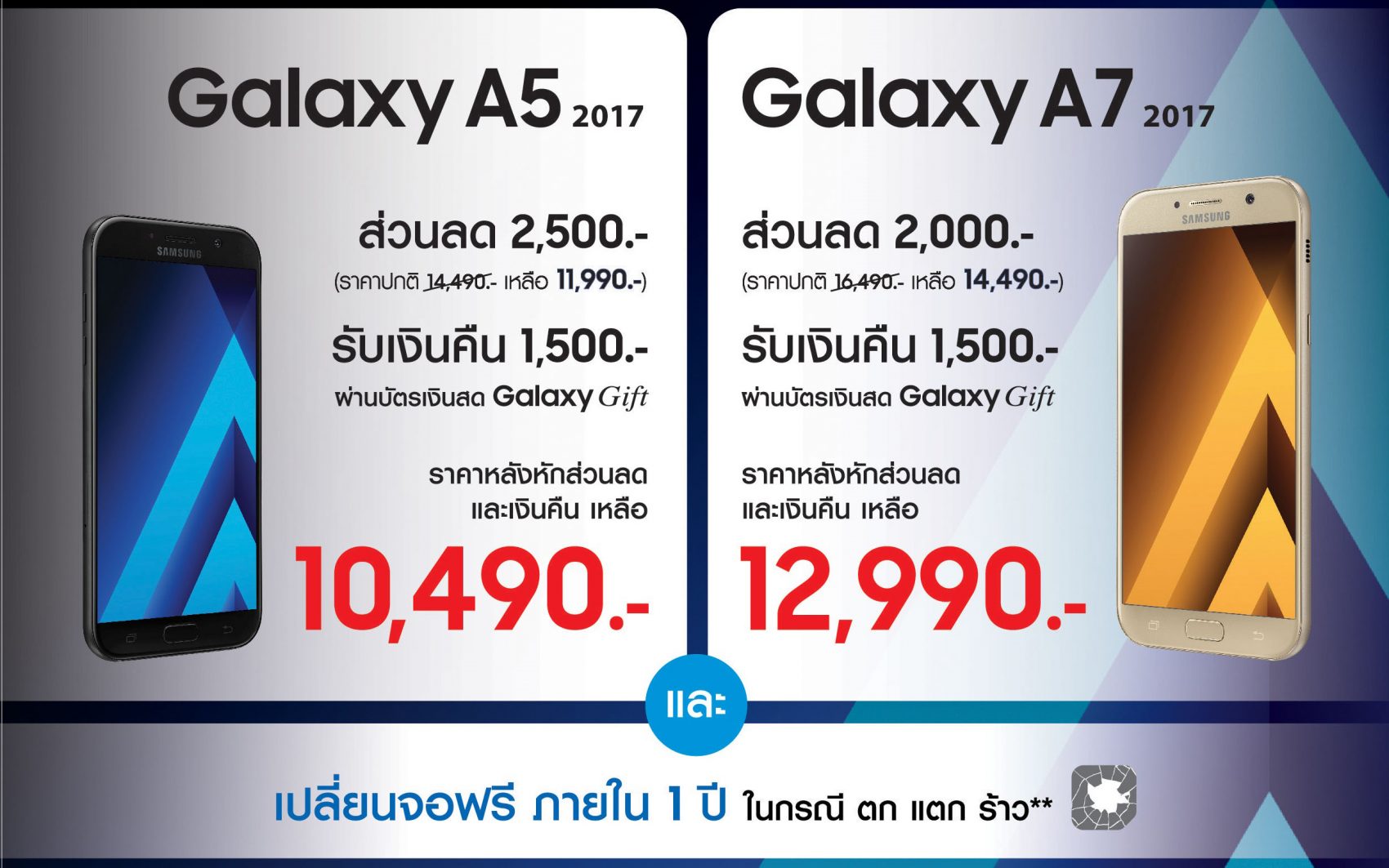 แรงและคุ้มที่สุดเวลานี้! Galaxy A 2017 ราคาโดนๆ (A5) 10,490฿ / (A7) 12,990฿