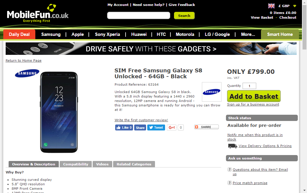 UK เปิดราคาพรีออเดอร์ Samsung Galaxy S8 เริ่มที่ 34,xxx บาท มีสีม่วงด้วยนะ
