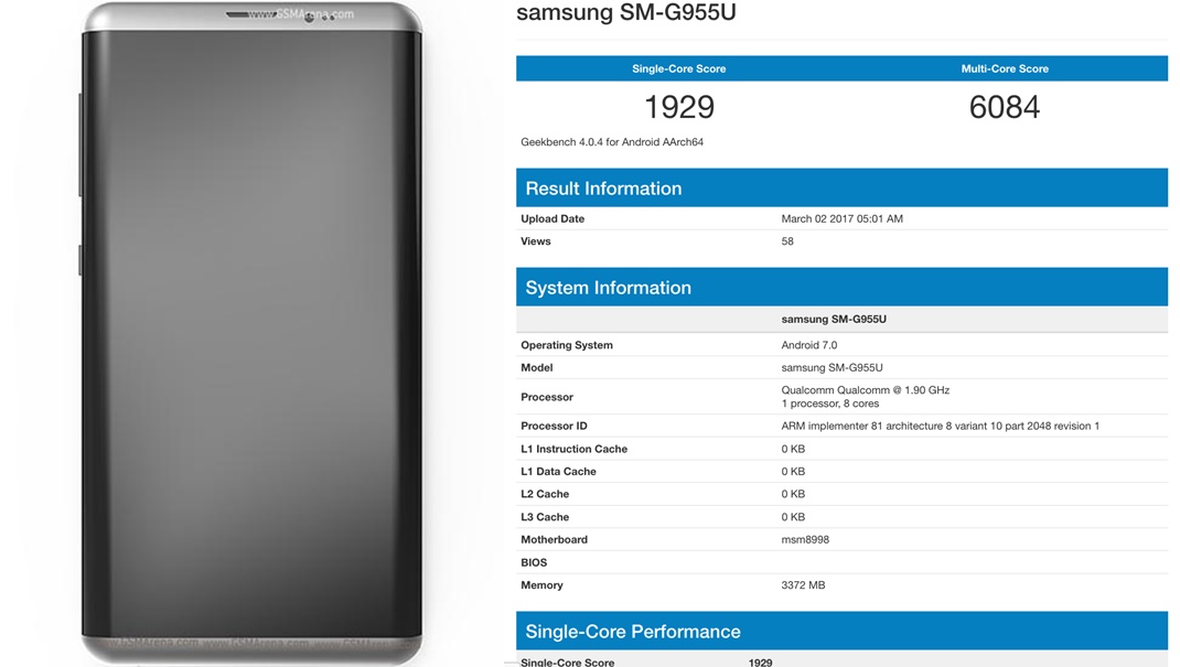 Geekbench กางผลทดสอบ Samsung Galaxy S8+ พร้อมชิป S835