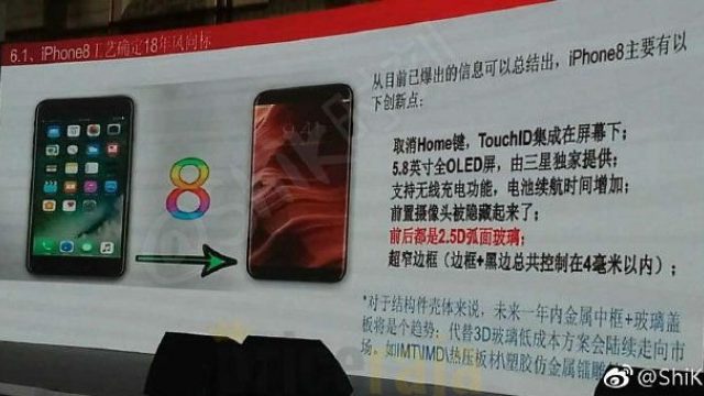 หลุดภาพสไลด์ โชว์สเปค iPhone 8 จอ OLED 5.8″ มี Touch ID