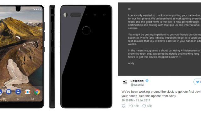 บิ๊กบอสแถลงไข Essential Phone เตรียมจัดส่งเครื่องให้ลูกค้าเร็วๆนี้