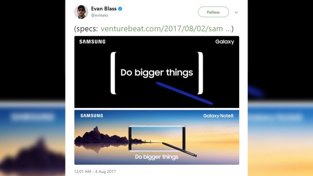 แหล่งข่าวเจ้าเดิม ปล่อยรูปโปรโมททางการ Samsung Galaxy Note8