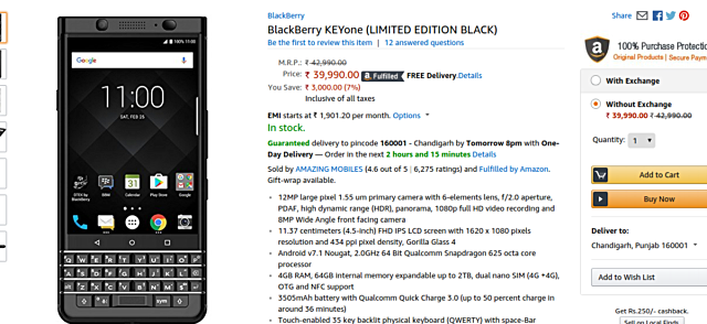 BlackBerry วางขาย KEYone สีดำล้วนที่อินเดีย พร้อมโควต้า 1 คน 1 เครื่อง