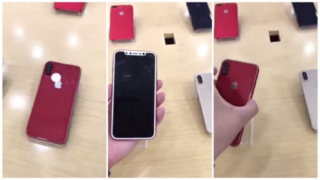 คลิปหลุด iPhone 8 (iPhone X) เครื่องสีแดง วางโชว์ในร้านค้าจีน