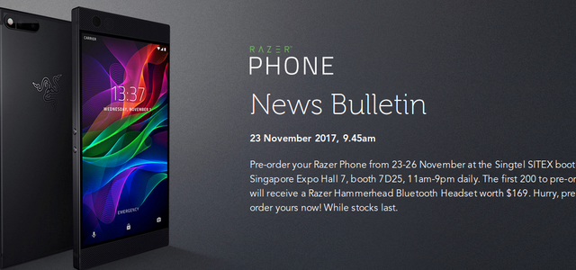 สมาร์ทโฟนสายเกม Razer Phone เริ่มบุกตลาดเอเชีย วางขายสิงคโปร์เป็นที่แรก