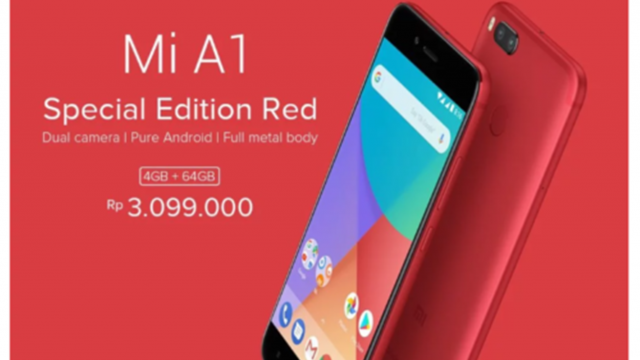 Xiaomi เปิดตัว Mi A1 สีใหม่ แดง (Special Edition Red ) มีขายแล้วที่อินโดนีเซีย