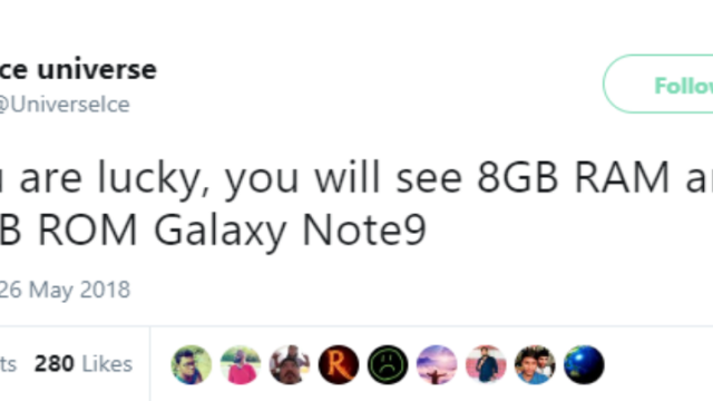 Samsung Galaxy Note9 อาจมีสเปคท็อป RAM 8GB/512GB