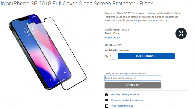 หลุดกระจกกันรอย iPhone SE 2 ยันดีไซน์หน้าจอไร้ขอบมีติ่งแบบ iPhone X