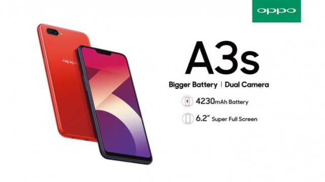 OPPO เปิดตัวรุ่นเล็ก A3s ที่อินเดีย สเปคจอ FullView LCD 6.2 นิ้วชิป SD450