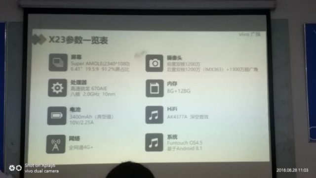 หลุดสเปค vivo X23 จากสไลด์พรีเซ็นต์ ก่อนเปิดตัว 6 ก.ย.นี้