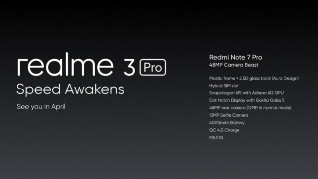 Realme 3 Pro จะเปิดตัวในเดือนเมษายน ชน Redmi Note 7 Pro
