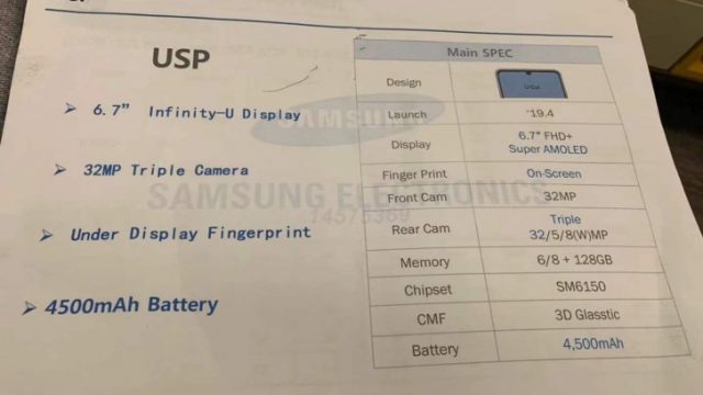 หลุดสเปค Samsung Galaxy A60 จอ Infinity-U 6.7 นิ้ว