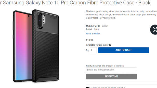 เคส Olixar ยืนยันงานออกแบบเรือธง Galaxy Note10 /Note10 Pro