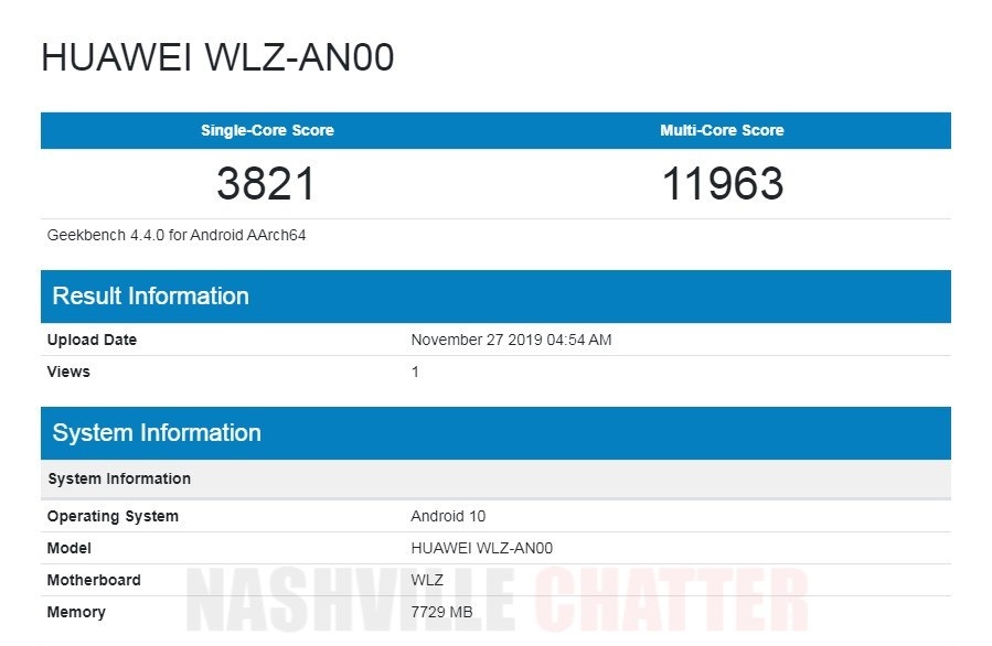 HUAWEI nova 6 5G Geekbench