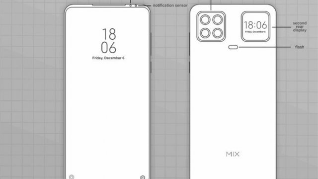 Xiaomi จดสิทธิบัตรมือถือมีหน้าจอแสดงผลที่ 2 บริเวณด้านหลัง + กล้องหลัง 4 ตัว