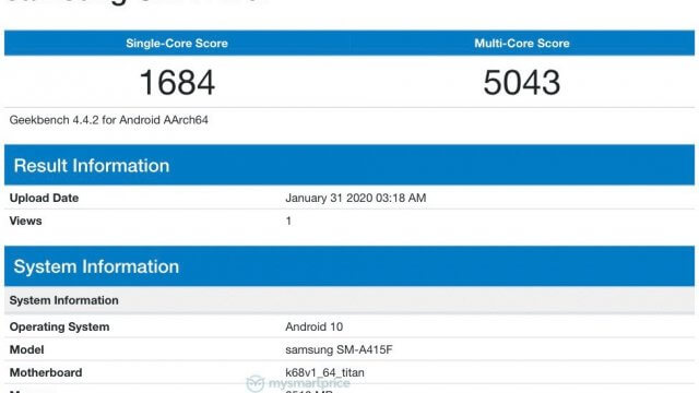 Geekbench ผุดผลทดสอบ Samsung Galaxy A41 เผยใช้ชิป Helio P65 SoC