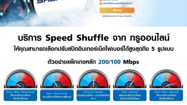 “Speed Shuffle” บริการใหม่จาก TrueOnline ให้ลูกค้าปรับความเร็วเน็ตได้เองแบบเรียลไทม์