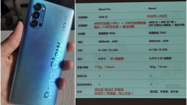 เผยสเปคพร้อมรูปเครื่องจริง OPPO Reno4 / Reno4 Pro ใช้จอเจาะรู