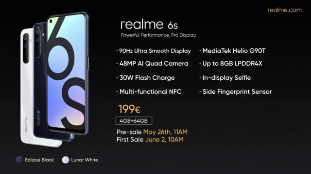 เผยโฉม Realme 6s กล้องหลัก 48MP, จอ 90Hz, ชิป Helio G90T