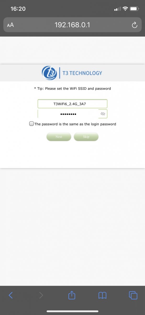 T3 WiFi 6 Router A4262 (AX1500)