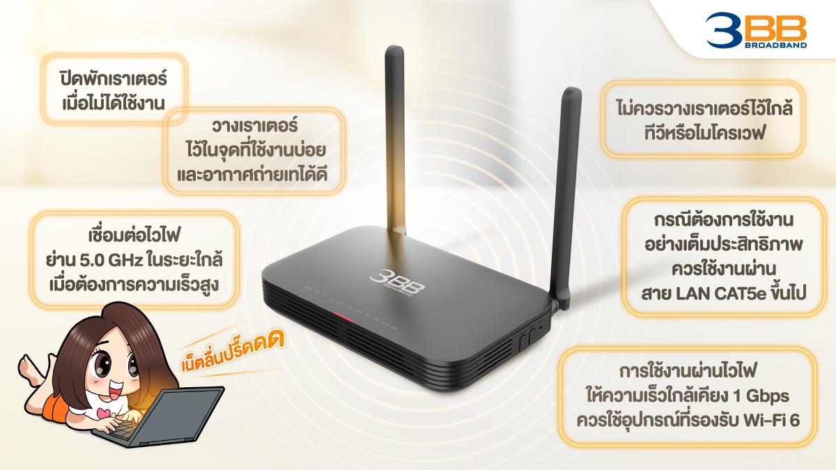3BB suggests how to use and maintain your Wi-Fi router.
