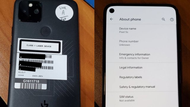 หลุดภาพเครื่องจริง Google Pixel 5s เผยดีไซน์ตรงตามเรนเดอร์ รันด้วย Android R (11)