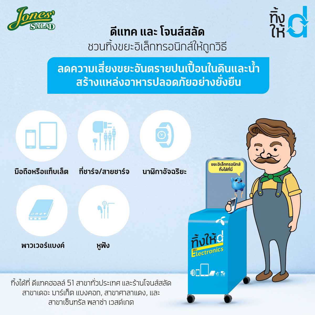 dtac Think Hai D partners with Jones’ Salad to provide e-waste disposal services to promote food safety