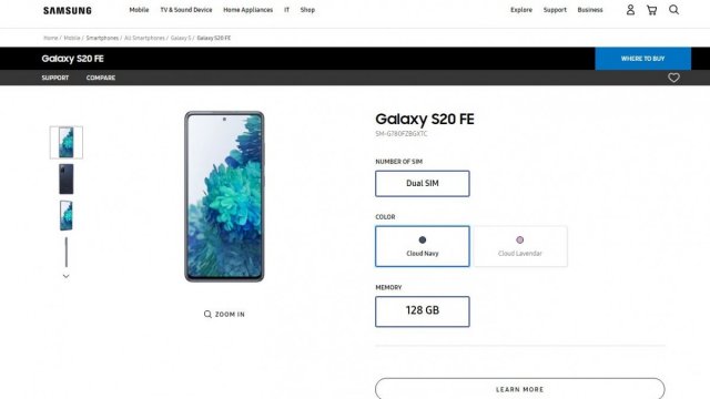 Samsung Galaxy S20 FE โผล่บนหน้าเว็บฟิลิปปินส์ มีตัวเลือก 2 สี
